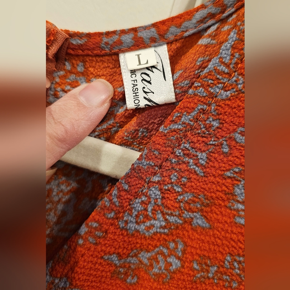 142 - Floral Patterned Orange Romper - image 6